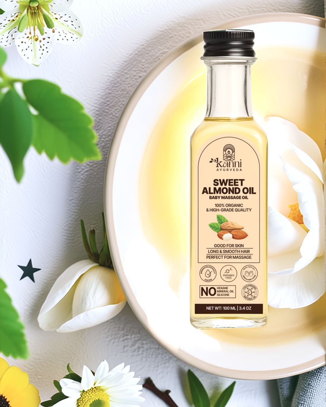 Organic Almond Baby Oil | Gentle Massage Oil for Babies Kanni Ayurveda